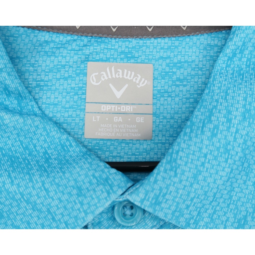 Callaway Mens Opti-Dri Golf Polo Shirt Blue Striped Performance UPF 50 Size LT - Picture 3 of 11